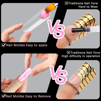 120 Pcs Poly Extension Gel Dual Nail Forms Nail Molds With Scale Builder Coffin Nail for Gel Manicure Nail Art Design Salon DIY at Home (Long Dual Nail Forms Set)