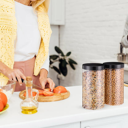 Patelai 4 Pieces Round Wide-mouth Leak Proof Plastic Container Jars with Lids for Travel Storage Makeup Beauty Products Face Creams Oils Salves Ointments DIY Making(32 Ounce,Black)