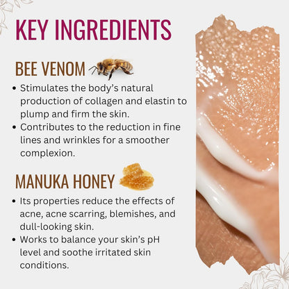 Natural Bee Venom Face Lift Treatment Cream with Active Manuka Honey, Shea, Cocoa Butter, and Jojoba – Nature’s Most Powerful Solution!