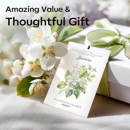 MYARO 12 Packs Jasmine Scented Sachets for Drawer and Closet, Long-Lasting Air Freshener Sachets Bags Drawer deodorizers Fresh Scents, Home Fragrance for Lover