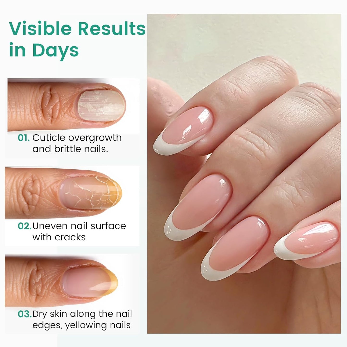 3PCS Ceramic Cuticle Oil Pusher Pen: 3-in-1 Nail Cuticle Buffer Pens for Hangnails, Dry & Damaged Nails, Moisturize Strengthen Brighten Nails Care