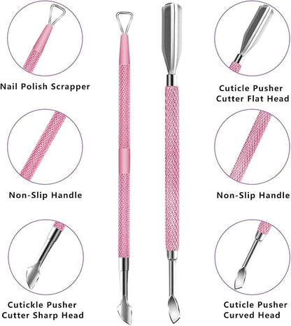 Cuticle trimmer with cuticle pusher