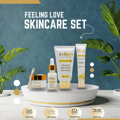 Introducing our exclusive Skincare Set: Cleanser, Serum, Essence Cream, and Eye Cream - Experience the Ultimate 4-Step Natural Beauty Routine for Achieving Radiant, Glowing Skin.