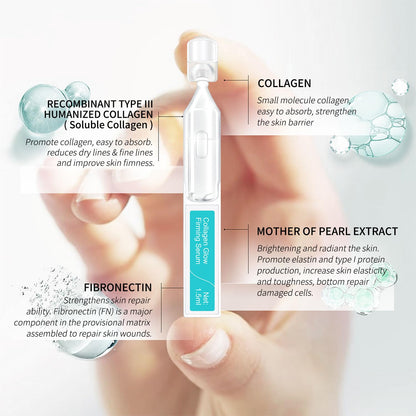 Collagen Glow Firming Face Serum - Fresh Facial Ampoule with Hyaluronic Acid, Adenosine & Centella – Anti-Aging, Firming & Hydrating Skincare for Fine Lines, Wrinkles & Sensitive Skin -30 Vials