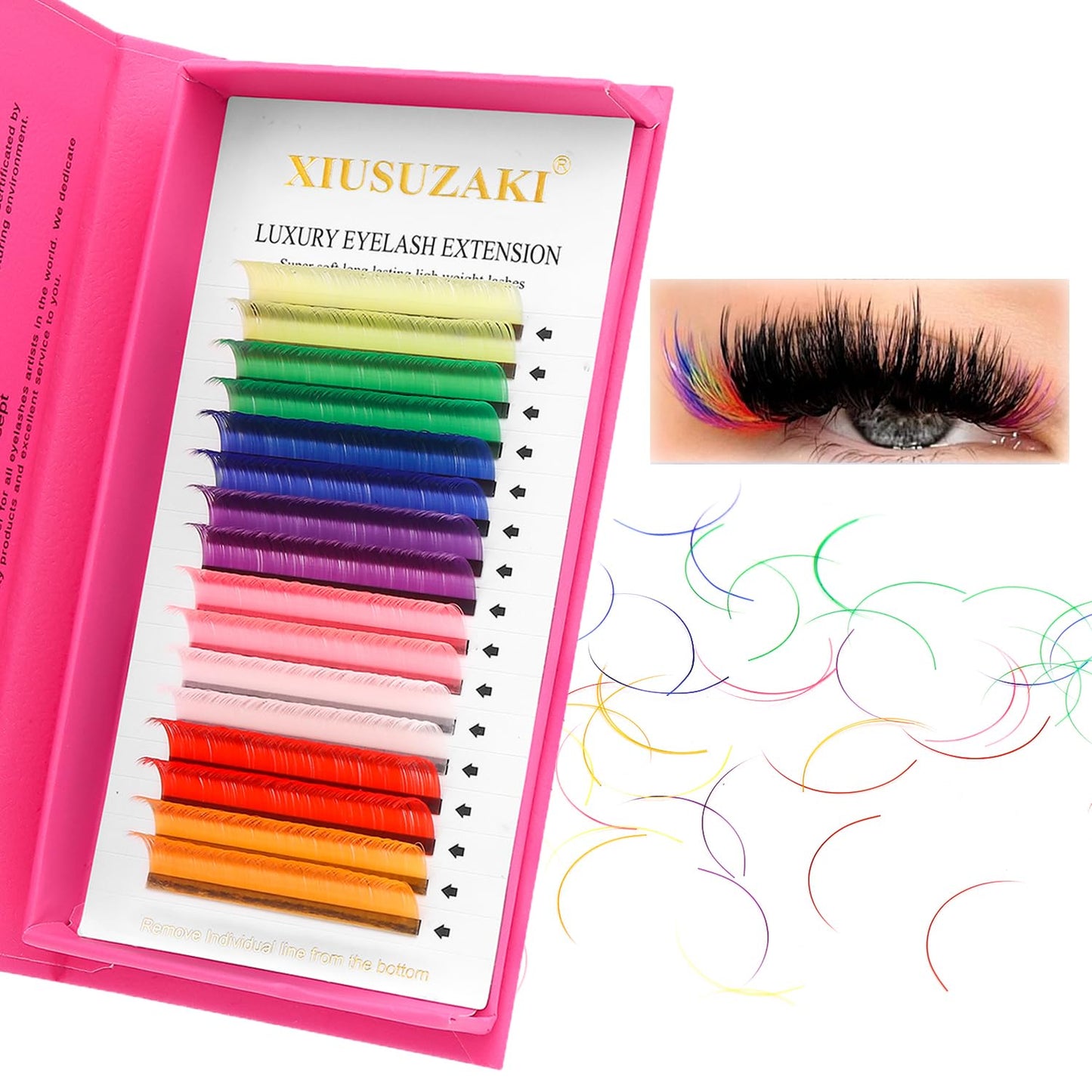 Eyelash Extensions Classic C Curl Lashes 15mm Natural Colored Soft Lashes 0.07 Individual 16 Rows Volume False Eyelashes Professional Use(Colored,0.07-C,15mm)