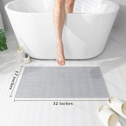 chakme Bathroom Rugs Mat 32x17, Ultra Thin Non Slip Bath Mat Quick Dry Absorbent Bath Mat for Bathroom Floor, (Light Grey, 32"x17")