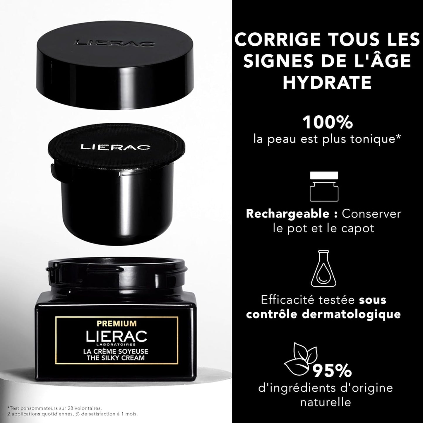 Lierac The Silky Cream Refill - Corrects all the Signs of Aging Face Cream with Niacinamide & Hyaluronic Acid, Hydrates, Firms & Smooths Skin, Refill - 50ml Jar