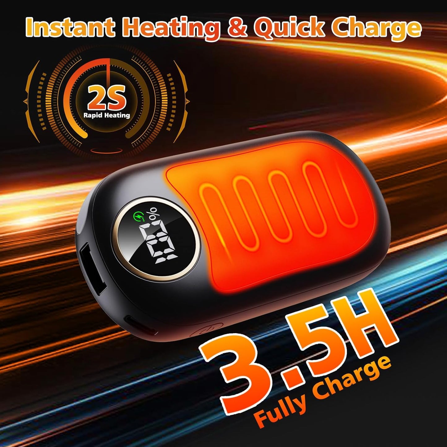 Hand Warmers Rechargeable 2 Pack, Dual Sided Electric Hand Warmer, 20Hrs Warmth, 8 Heating Mode, Portable Charging Pocket Heater for Men, Women, Raynauds, Camp, Hunting, Golf