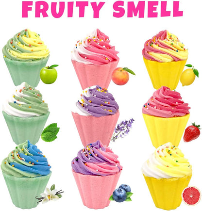 9 Pack Cupcake Bath Bombs for Kids with Surprise Inside, Kids Bath Bombs with Jewelry Inside for Kids Girls, Super Large Kids Bath Bombs for Children…