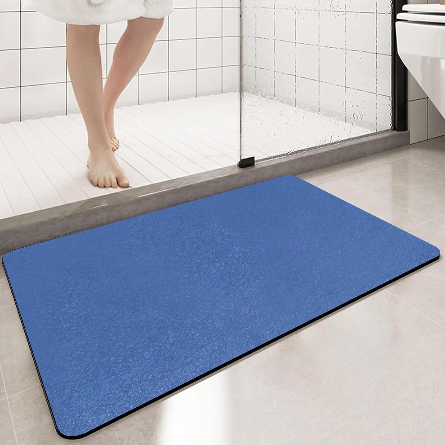 Diatomaceous Earth Bath mat Bathroom Rugs Super Absorbent Quick Dry Non Slip Bath Mat Thin Bathroom Floor Mats Fit Under Door-Shower Rug for in Front of Bathtub Shower, Blue, 15.7"x35.4"