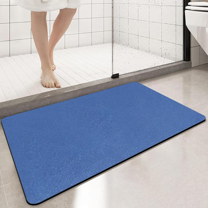 Diatomaceous Earth Bath mat Bathroom Rugs Super Absorbent Quick Dry Non Slip Bath Mat Thin Bathroom Floor Mats Fit Under Door-Shower Rug for in Front of Bathtub Shower, Blue, 15.7"x35.4"