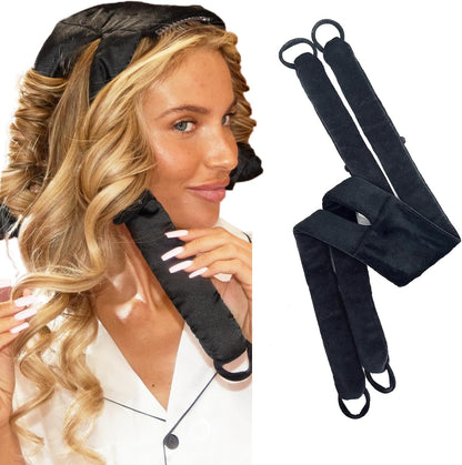 Heatless Hair Curler Curls Overnight Rods No Heat Hair Curlers to Sleep in, Soft Heatless Curling Ribbon Set with Clip Hair Rollers for Blowout Look Long Short Hair, Black