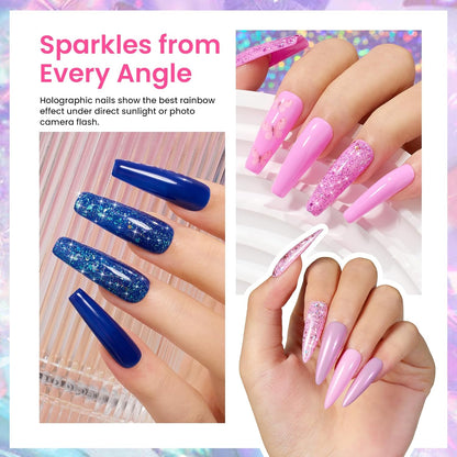 Beetles Glitter Gel Nail Polish 6 Colors Orange Gold Hot Pink Blue Shimmer Silver Colors Sparkly Shiny UV LED Nail Lamp Gel Polish Kit for Home DIY Nail Designs