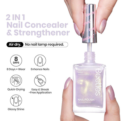 Beetles Nail Strengthener - Gold Purple Nail Concealer Fast Air Dry Shimmer Air Dry Nail Growth for Damaged Uneven Nails Fingernail Polish Imperfection Masking for Gold Shimmer Manicure Salon Quality