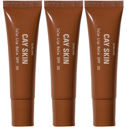 Cay Skin Isle Lip Balm SPF 30 – High Shine, Hydrating + Sheer Lip Gloss in Vanilla Brown Sugar Flavor – Formulated with Natural Ingredients for All Skin Tones – 3-Pack, Clear, 1.05 oz