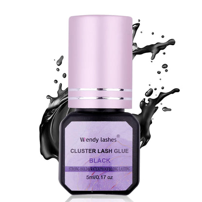 Fast-Drying Eyelash Extension Glue for Professionals - 1-2 Second Strong Hold Waterproof & Long Lasting 8 Weeks Salon-Grade Lash Adhesive(Black,5ml)