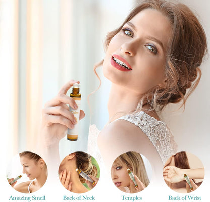 Aromatherapy Essential Oils Roll On Set, Natural Pre-diluted Blend Oils for Skin Use, Relaxation Gift for Women & Men, Pack 6 x10ml