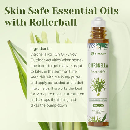 Citronella Essential Oil Roll On, Citronella Oil for Skin, Relaxation Gift for Women and Men