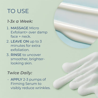 Kind Science by Ellen DeGeneres 2-Piece Skin Care Set with Micro Exfoliant & Firming Face Serum - Hyaluronic Acid Serum & Exfoliating Face Wash