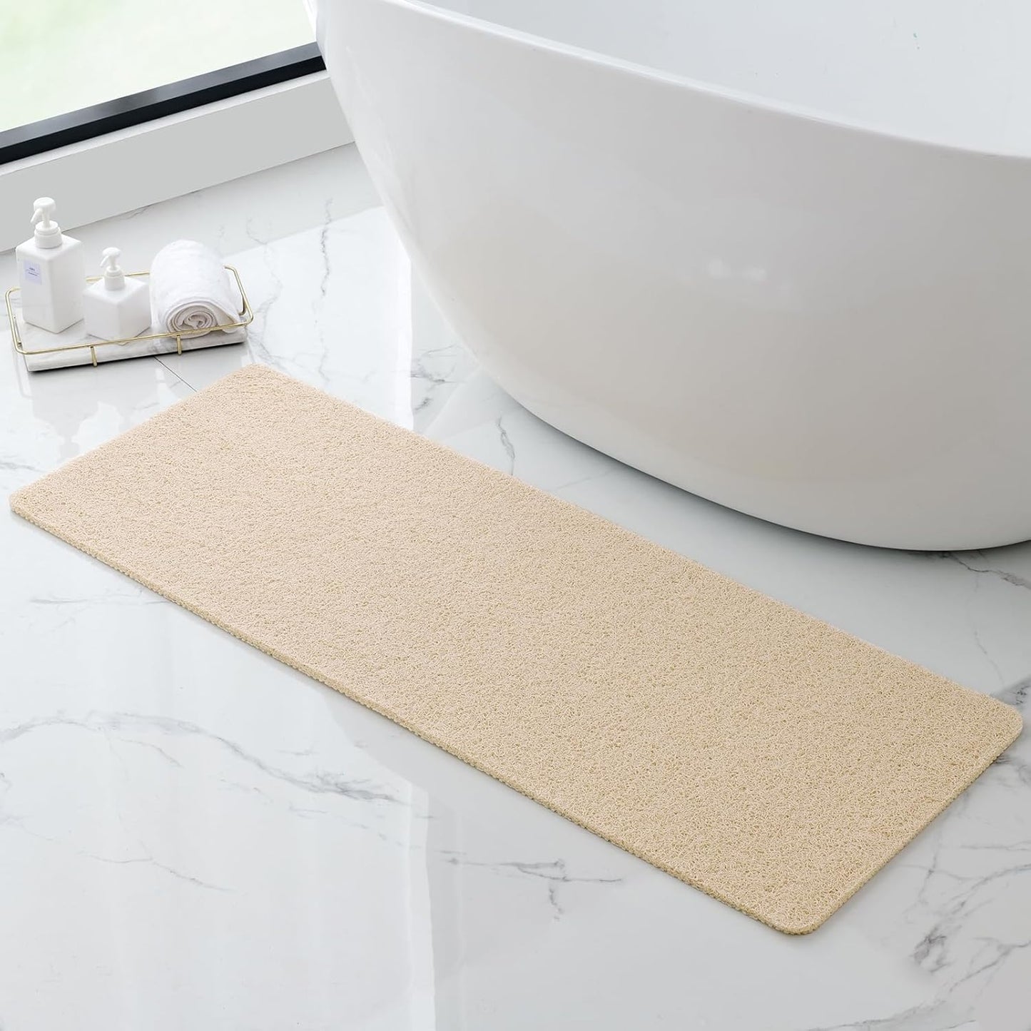 Non-Slip Bathtub Mat, 17x47 Inch, Shower Mats for Bath Tub, PVC Loofah Bathroom Mats for Wet Areas, Quick Drying