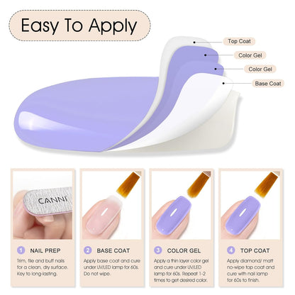 CANNI Purple Gel Polish, 1Pcs Cold Purple Nail Polish Gel High Gloss Soak Off UV Nail French Nail Manicure Salon DIY