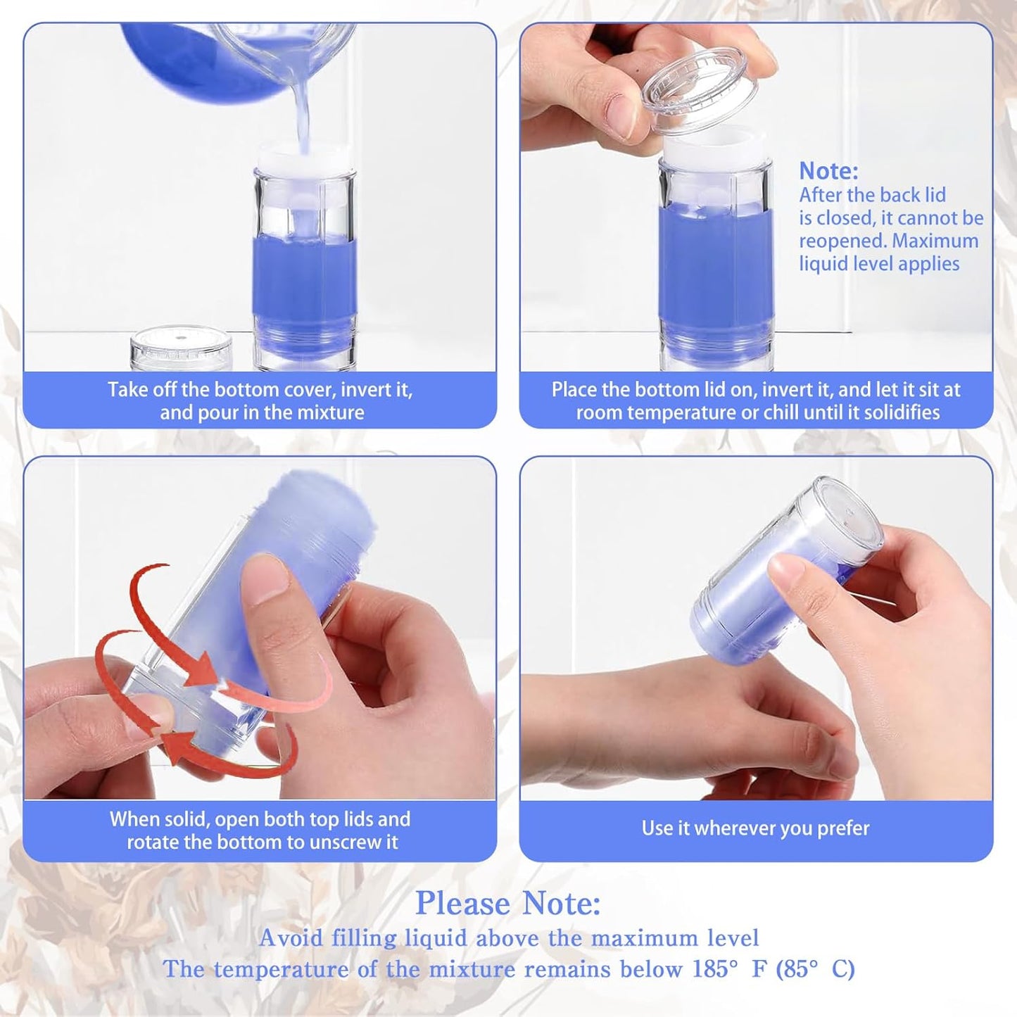 36 Pcs Empty Deodorant Containers Clear Plastic Twist up Filling Stick Round Bottomfill Lip Balm Tubes Refillable Deodorant Bottles for DIY Homemade Crayon Lipstick (30 ml)