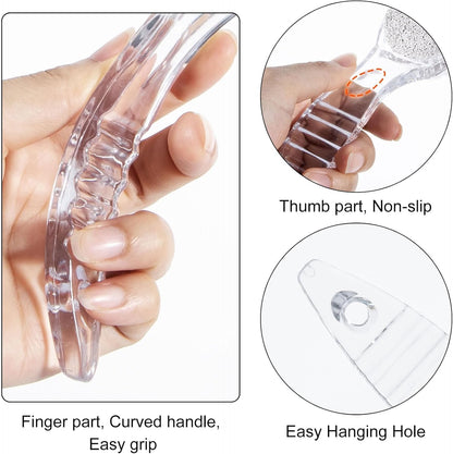 4 Pcs Foot Pumice Stone Brush Calluses Remover, Ooloveminso Large Foot Scrubber Foot File with Handle 2 in 1 Suitable for Horniness Foot Spa, Foot Care Smooth Skin (Transparent)