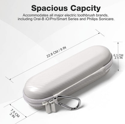 Nincha Hard Shell Electric Toothbrush Case - for Oral-B iO/Pro/Smart Series Bigger Size Travel Case Fits all Powered Toothbrushes and Accessories White