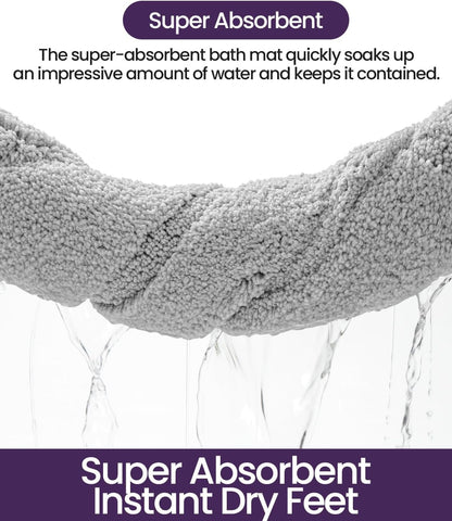 DEXI Bathroom Rugs 32x20, Washable Non Slip Bath Mat for Shower Floor, Absorbent Quick Dry Bathmat with Rubber Backing, Ultra Soft Plush Carpet for Tub, Light Grey