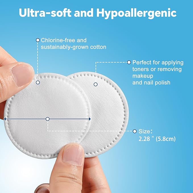 Cotton rounds for facial cleansing