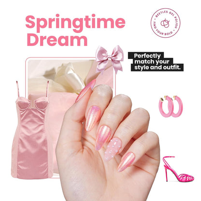 Beetles Pink Nail Polish - 15ML Quick Dry Nail Polish Glitter Gold Pink Nail Lacquer Shimmer Fingernail Polish Art Effect for Nail Salon-Quality