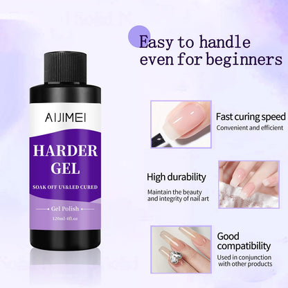 AIJIMEI 120ml Harder Gel Builder Gel Nail Builder Strengthener for Nail Art Versatile Use for All Types, Fast Drying Harder Gel Extension, 4 Fl Oz