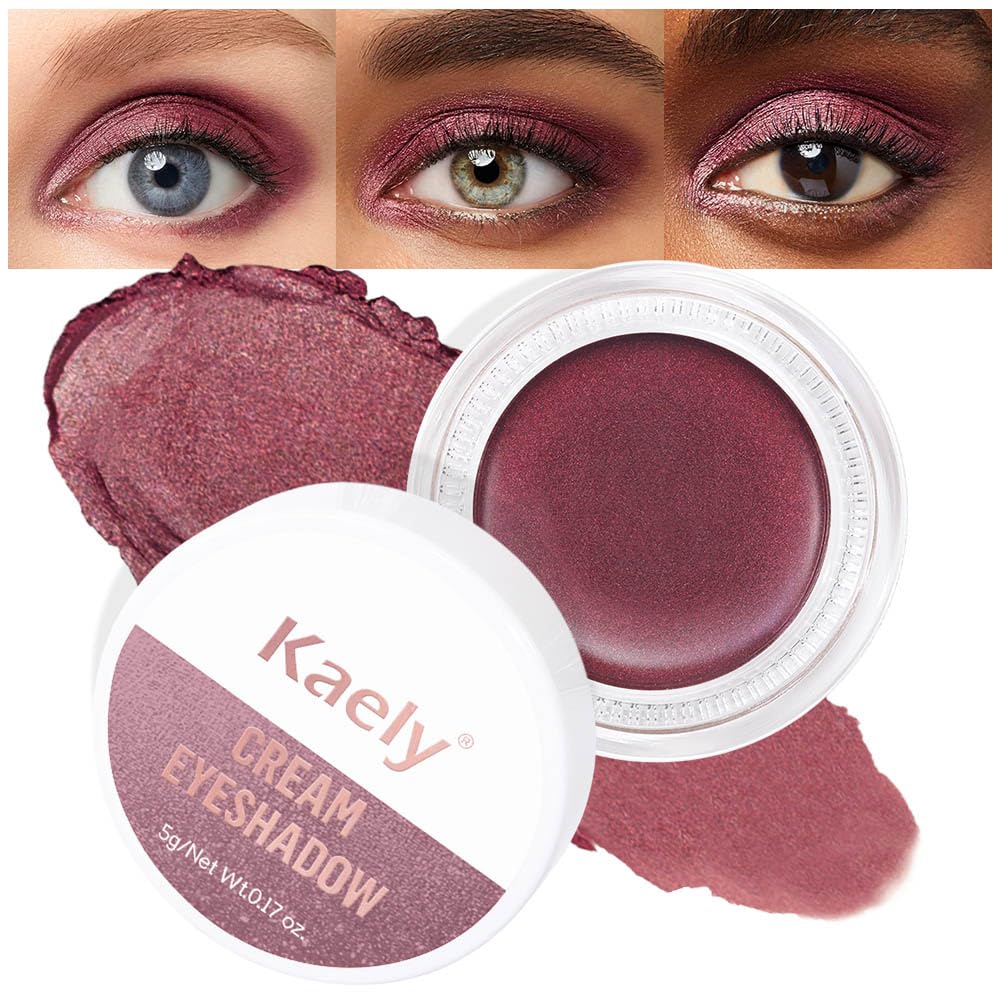 Kaely Single Cream Eyeshadow Pot, Orchid Shimmer Eye Shadow for Older Women High Pigmented Waterproof, Natural Eyeshadow Palette Makeup Brightener, sombras en crema para ojos, Blendable, 26