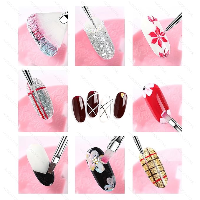 Auocattail 15 pcs nail brushes