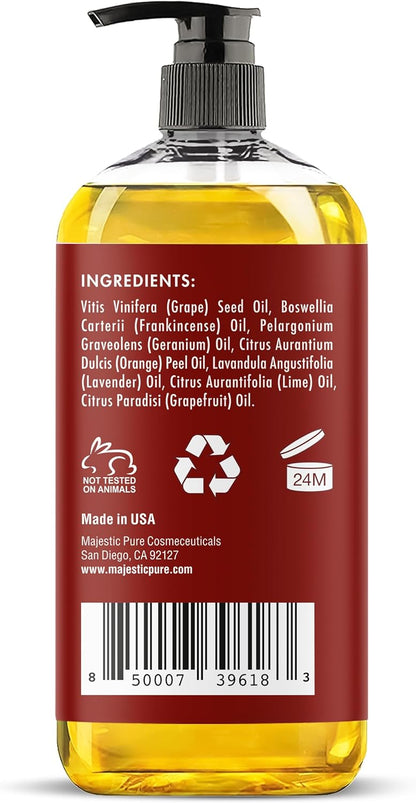 MAJESTIC PURE Frankincense Scar and Stretch Massage Oil for Massage Therapy - Refreshing, and Relaxing - Natural Oils with Frankincense Essential Oil - for All Skin Types - Men and Women - 8 fl oz