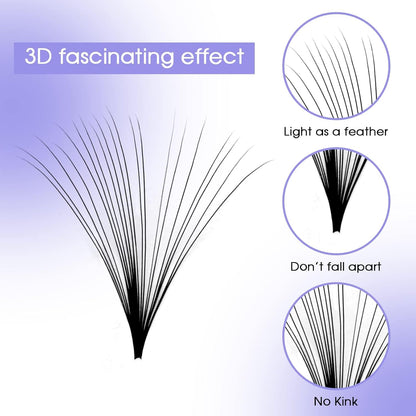 Easy Fan Volume for Lash Artists: Wendy, Handmade Fans for Eyelash Extensions, Self Fanning, Blooming, C-KH, Black, CC-0.05-14-20