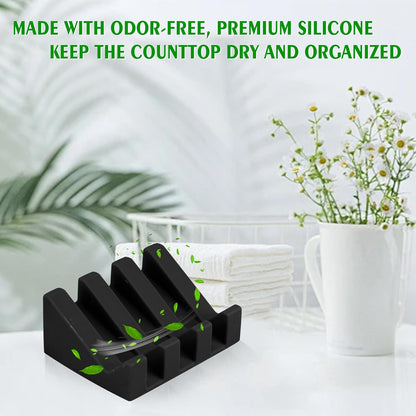 Self Draining Soap Dish,Silicone Suction Cup Soap Holder, Bathroom Soap Dish for Bar Soap,Can Extend Soap Life,Bathroom, Bath Tub, Kitchen Sink (2, Black)