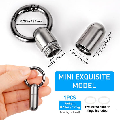 Micro Keychain Pill Holder Titanium Waterproof Mini Pill Container for Emergency Medicine，Travel Purse Pocket (Silver)