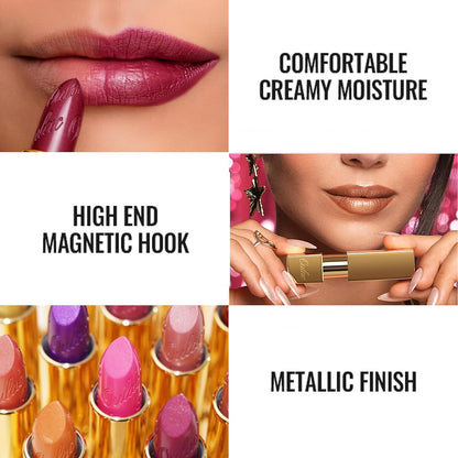 Oulac Hot Pink Lipstick for Women with Metallic 3D Shine Lightweight Hydrating Formula, High Impact Lip Color, Vegan Beauty, Full Coverage Lip Makeup, Christmas Gifts for Women, Sweet Lolita(17)