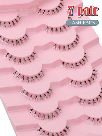 Lashes Natural Bottom Lashes 9mm Lower Strip Lashes Extention False Eyelashes Natural Look Wispy Bottom Eyelashes Fake Lashes Pack 7 Pairs