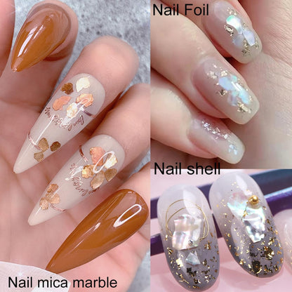3 Boxes 36 Grids Nail Art Foil Flakes Glitter Irregular Mica Seashell Flakes,Nail Supplies Glitter Slice Colorful Marble Seashell DIY Acrylic Decorations Charms