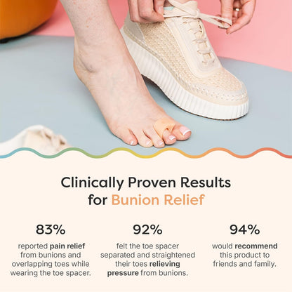 ZenToes Gel Toe Separators for Overlapping Toes, Bunions, Big Toe Alignment, Corrector and Spacer - 4 Pack (Beige)