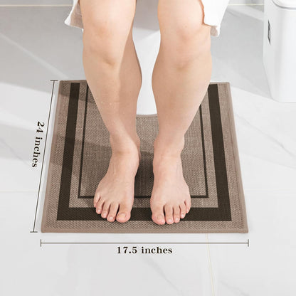 chakme Bathroom Rugs Mat U-Shaped 24x17, Ultra Thin Non Slip Bath Mat Small Quick Dry Absorbent Bath Mat for Bathroom Floor, (Dark Beige, U-24"x17")