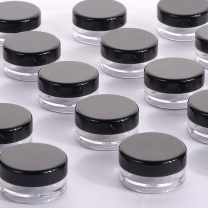 100 Count 10g Small Sample Containers with Lids Plastic Jar Cosmetic Jars Empty Makeup Jars Lip Balm Containers - Black