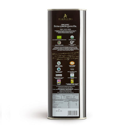 Atlas 3 LT Organic Cold Press Extra Virgin Olive Oil with Polyphenol Rich from Morocco|Newly Harvested Unprocessed from One Single Family Farm | Moroccan EVOO Trusted by Award-Winning Chefs