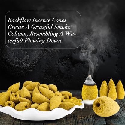 Sukh Backflow Incense Cones for Waterfall - 108 PCS Waterfall Scented Cone Bulk Aromatic Smoke Fountain for Aromatherapy Yoga Relaxation Home Decor(Jasmine Scents)