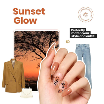 Beetles Glitter Brown Nail Polish –No UV Needed, Air Dry–Rosy Gold Shimmer Nude Rose Nail Lacquer–Fast Drying,Long Lasting,Salon-Quality Polish At-Home DIY