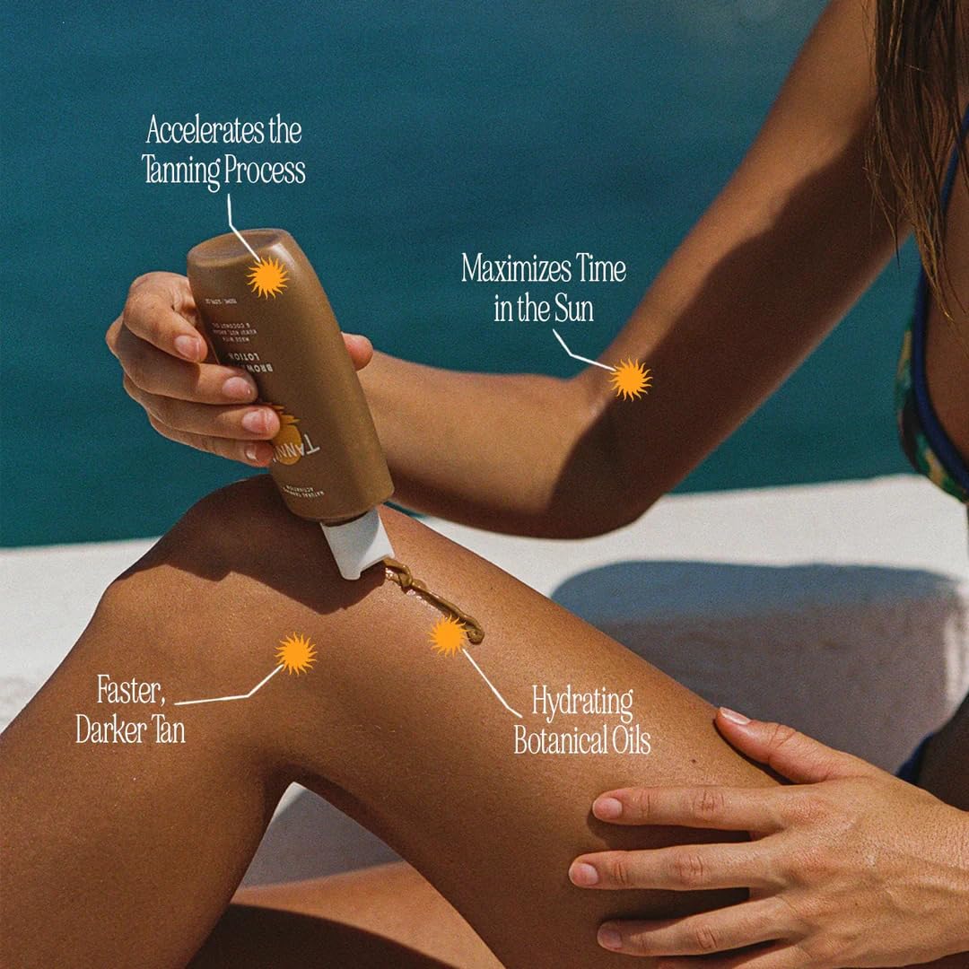 Browning Lotion - Sun Tanning Accelerator with Kukui Nut, Argan, and Coconut Oils - Botanical Formula for Dark Tan - 150 mL