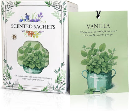 Vanilla Scented Sachet Bags - 12 Pack Closet Freshener Odor Eliminator, Long Lasting Home Fragrance for Drawers, Wardrobes & Cars, House Smell Good Products, Air Freshener for Closet