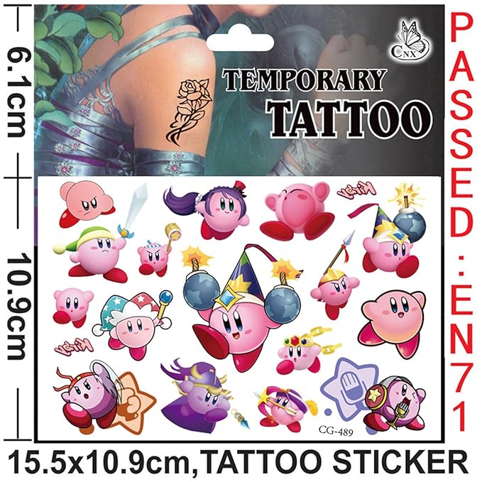 45pcs temporary kirby tattoos for
